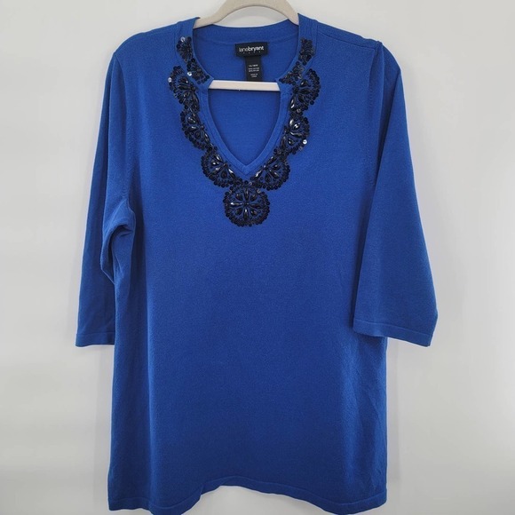LANE Bryant Jeweled Tunic Sweater 3/4 Sleeves Size 14/16W PLUS - Picture 6 of 6